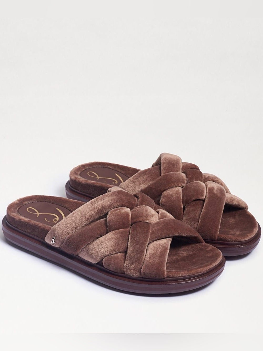SAM EDELMAN VAUGN MAUVE VELVET SLIDE SANDALS 8